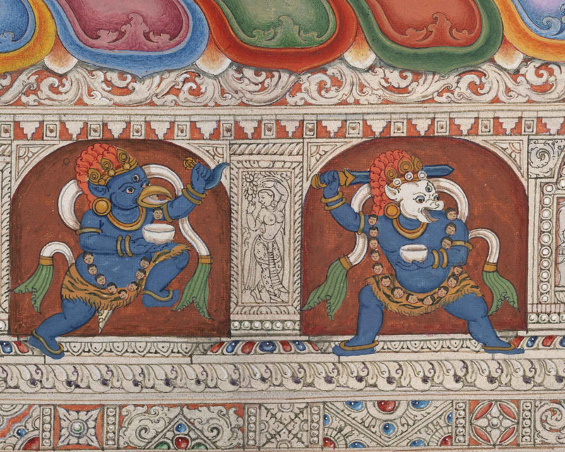 High-Quality Giclee Print For Mahakala Mantra Practice | Traditional Four Armed Mahakala Art Canvas