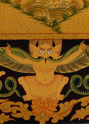 Gold Green Tara Thangka | Religious Buddhist Painting | Wall Decors