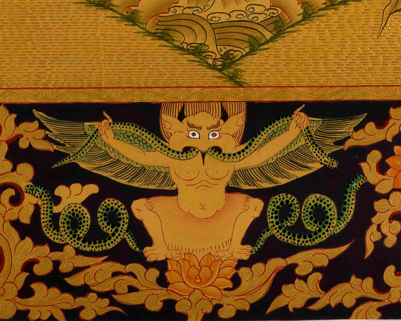 Gold Green Tara Thangka | Religious Buddhist Painting | Wall Decors