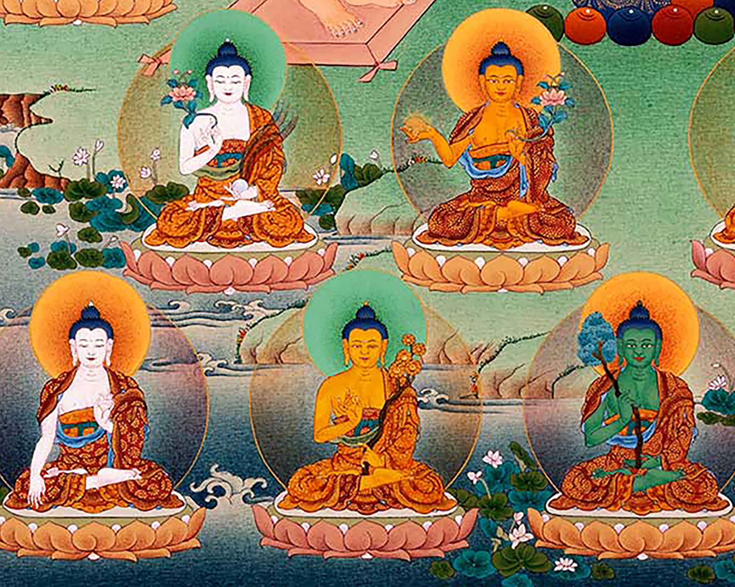 Traditionally Hand-Painted 35 Buddhas Thangka | Himalayan Tibetan Buddhist Art