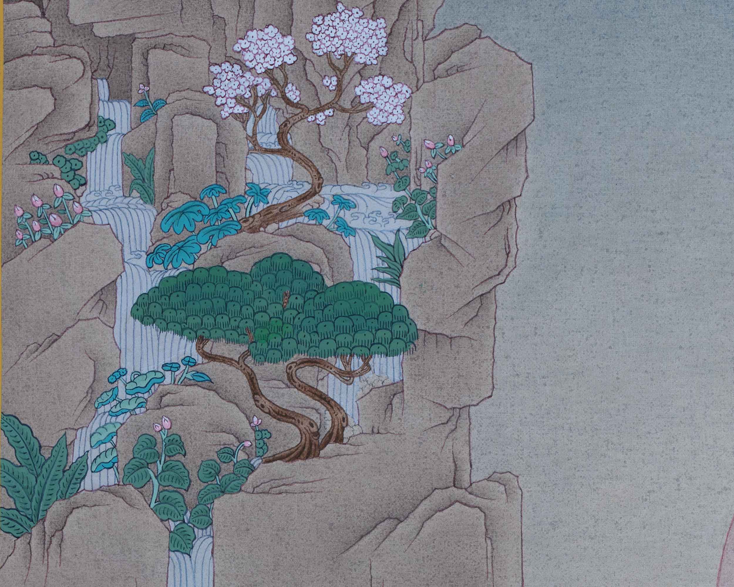 Tibetan Dakini Thangka For Saraswati Mantra Practice | Traditional Himalayan Thangka On Cotton Canvas