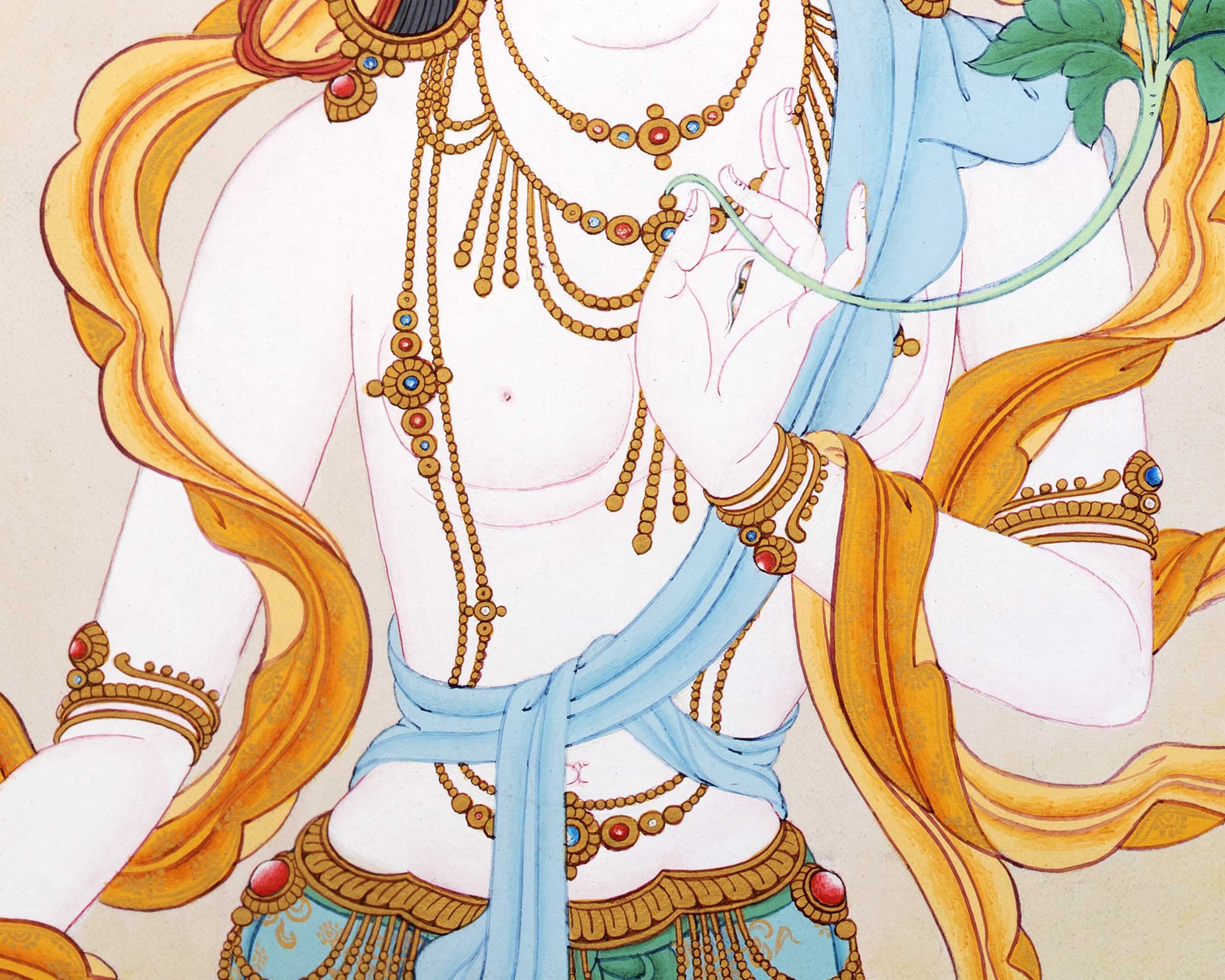 White Tara Symbolism Thangka | Hand-Painted Tibetan Tara Buddhism Art