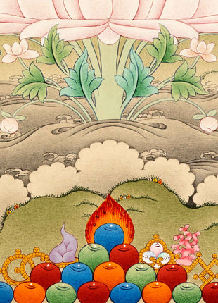 Red Chenrezig With Amitabha Buddha, Gyalwa Gyasto Thangka Print