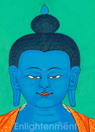 Traditionally Hand-Painted Medicine Buddha Meditation Thangka | Tibetan Art For Healing Buddha Practices