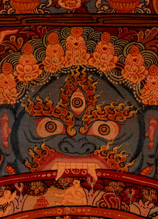 Traditional Oil Varnished Wheel of Life | Tibetan Thangka