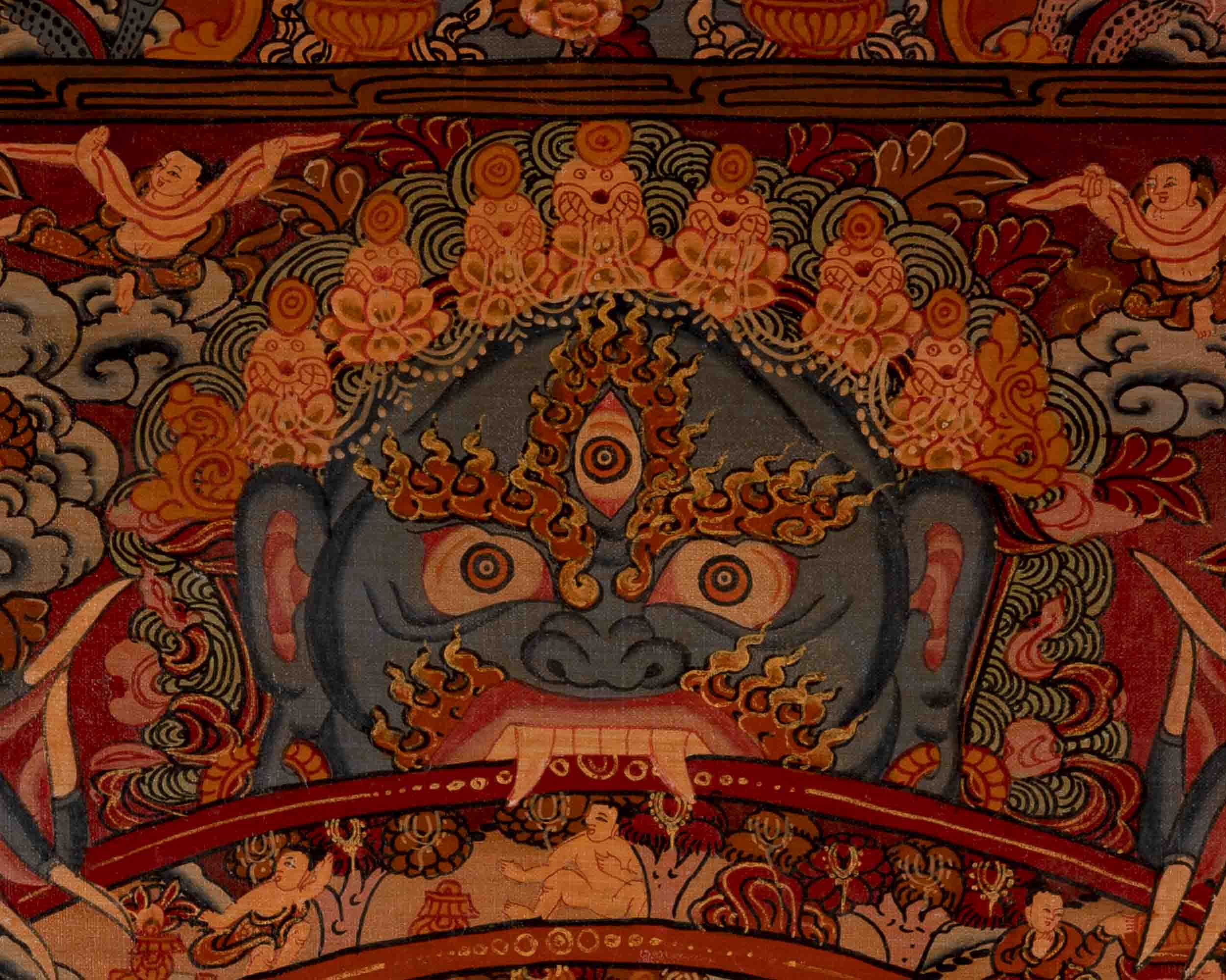 Traditional Oil Varnished Wheel of Life | Tibetan Thangka