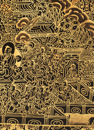 Gold Style Buddha Life Story | Tibetan Buddhist Wall Decoration Art Thangka