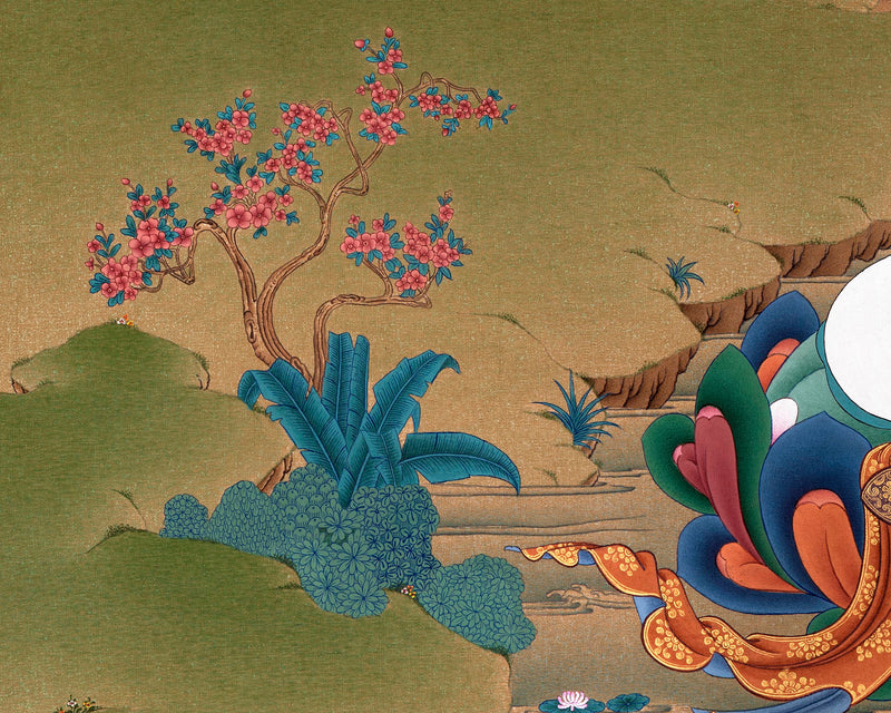 Green Tara Thangka Print | Buddhist Painting  | Digital Canvas Print