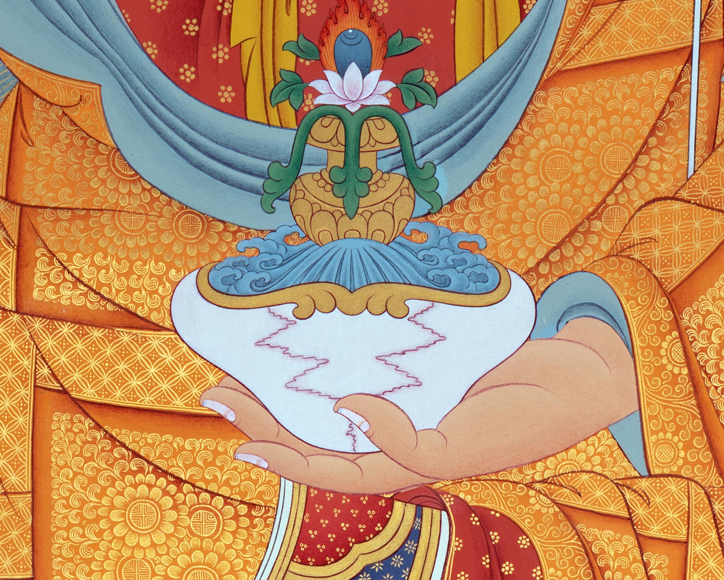 Guru Rinpoche In Pandita Form | Traditional Thangka Canvas Print