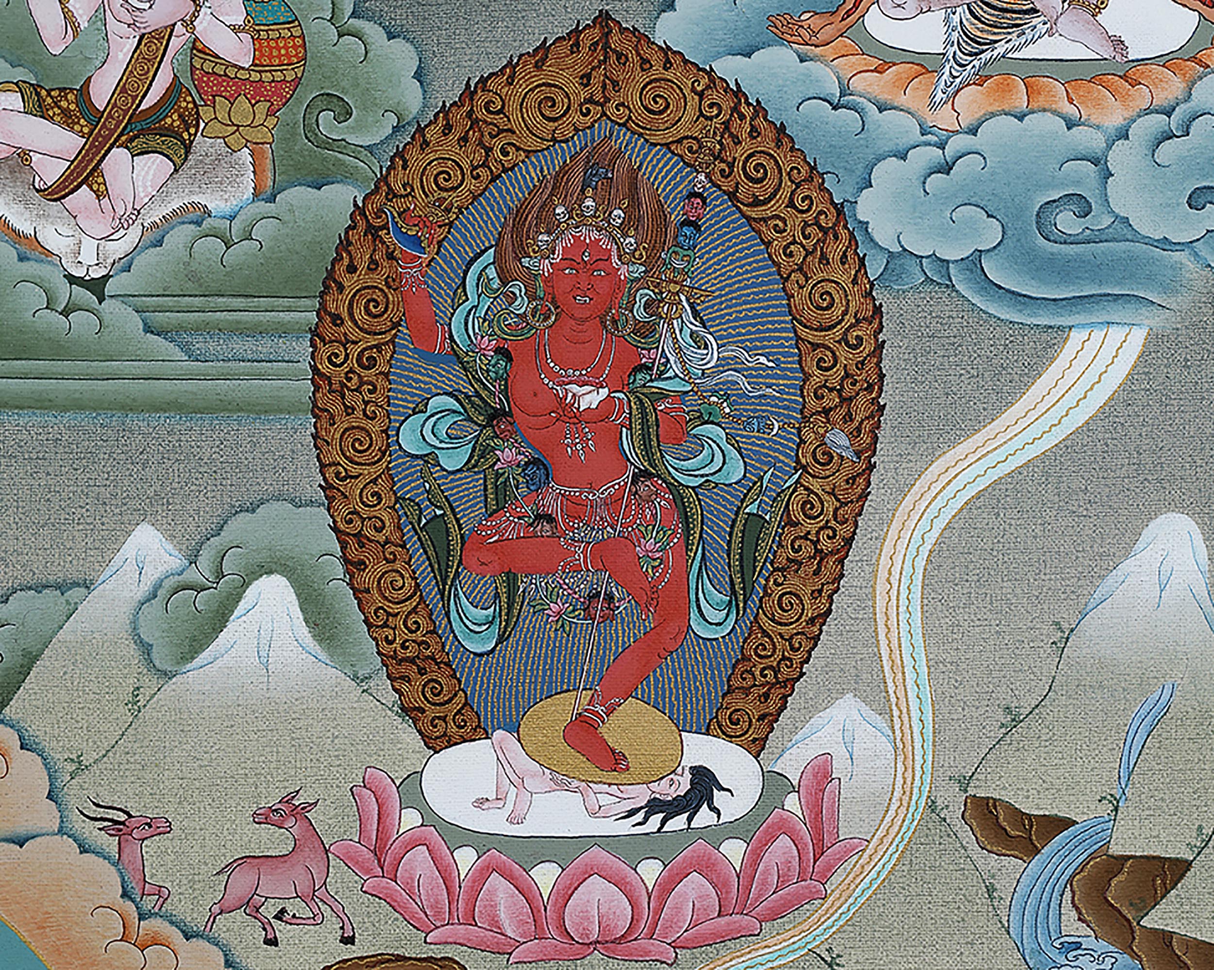 Rare Marpa Milarepa Thangka, Kagyu Lineage Master, Himalayan Vajrayana Buddhist Art
