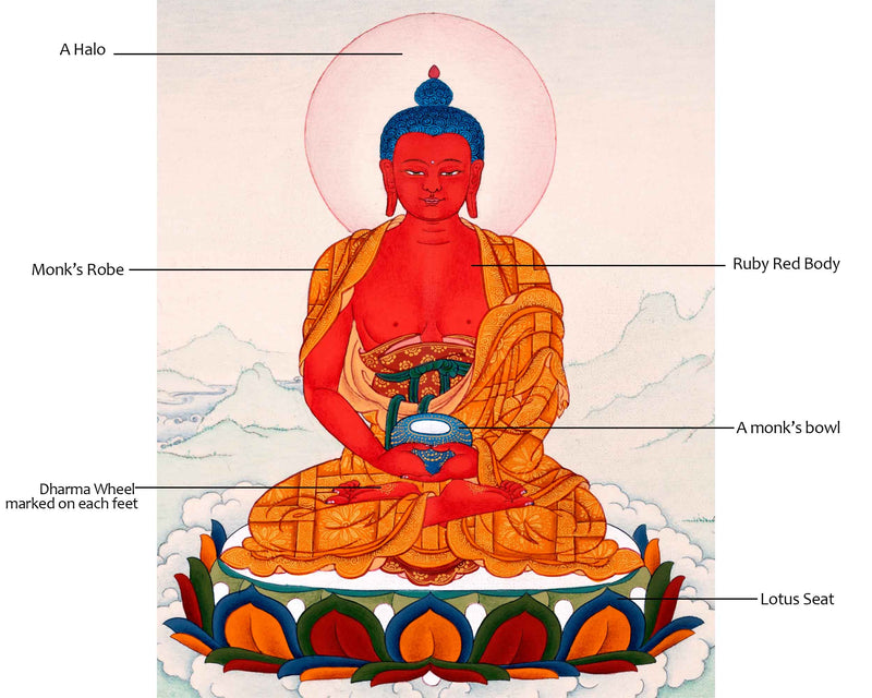 Dhyani Buddha Amitabha Thangka |  Tibetan Buddhist Artwork