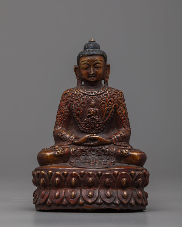 Handcrafted Buddha Amitabha Statue | Oxidized Copper Body Sculpture