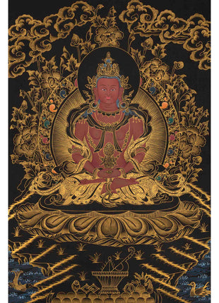 Amitayus Buddha Thangka | Religious Handpainted Art | Gift for Buddhist