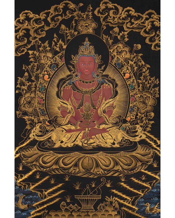 Amitayus Buddha Thangka | Religious Handpainted Art | Gift for Buddhist