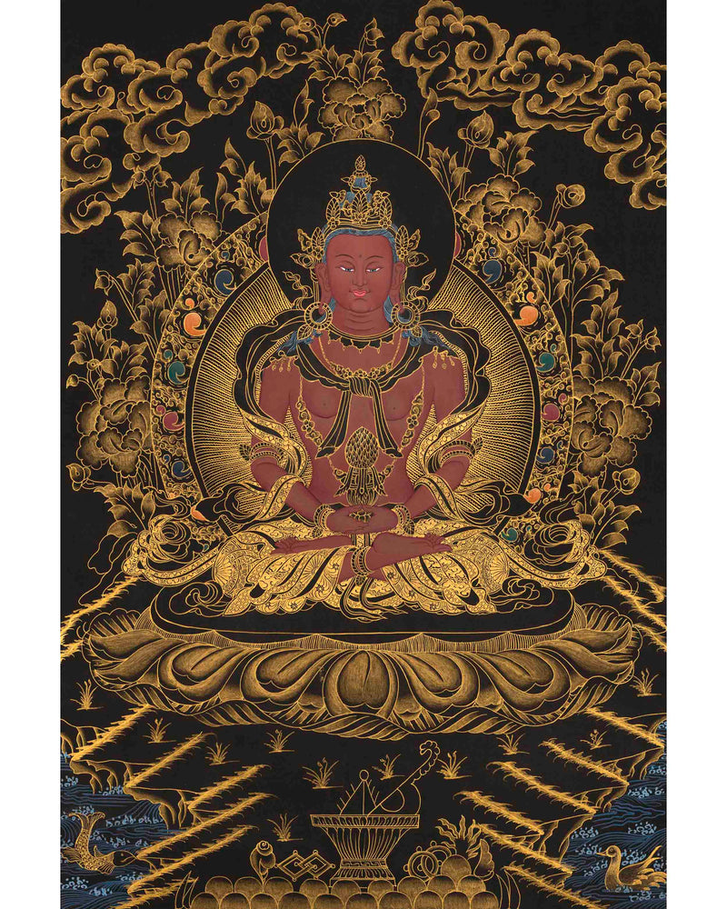 Amitayus Buddha Thangka | Religious Handpainted Art | Gift for Buddhist