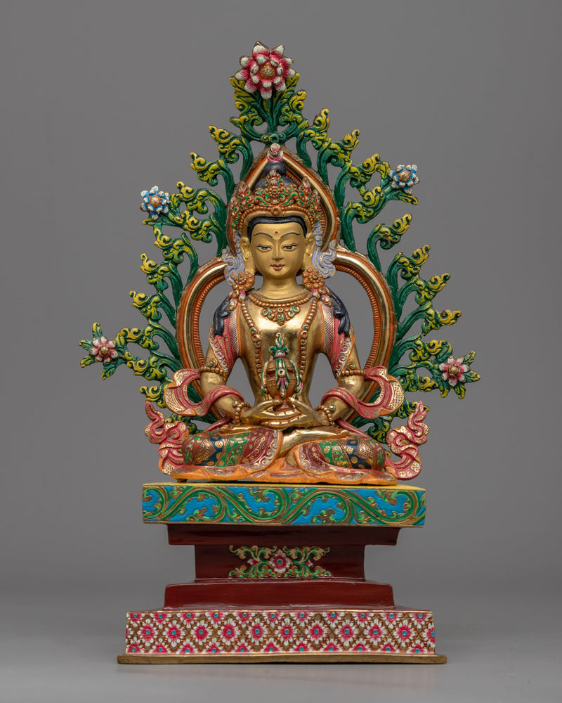 Gold-Gilded Amitayus Buddha Statue For Prayers | Amitayus The Buddha of Eternal Life Artcraft