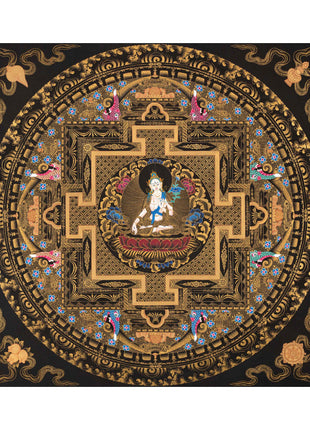 Arya Tara Mandala Thangka Painting | Original Hand Pained Art For Good Luck | Tibetan Wall Decoration Thangka Painting