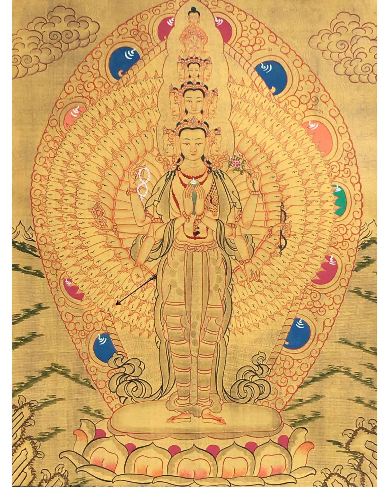 Avalokiteshavara Thangka Painting | CompassionTibetan Lokeshwor Art