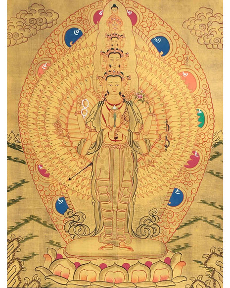 Avalokiteshavara Thangka Painting | CompassionTibetan Lokeshwor Art