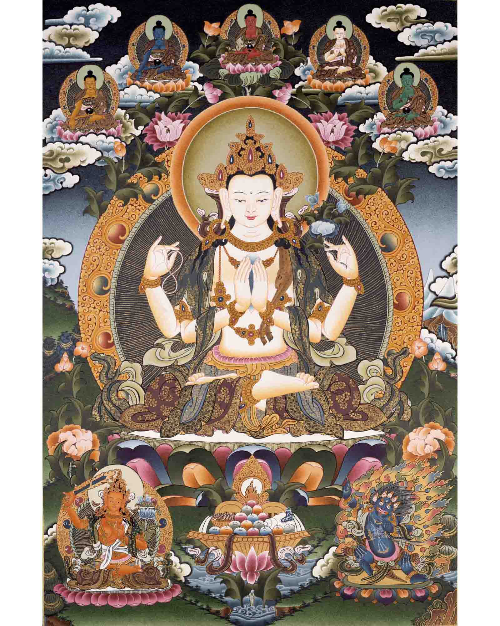 Avalokiteshvara Chengrezig Thangka | Wall Decoration Thangka Painting