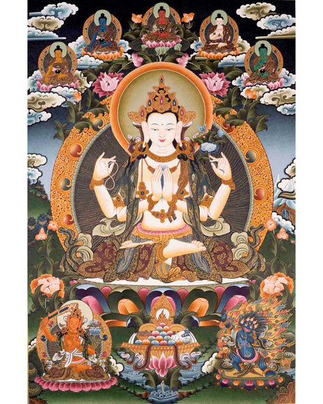 Avalokiteshvara Chengrezig Thangka | Wall Decoration Thangka Painting