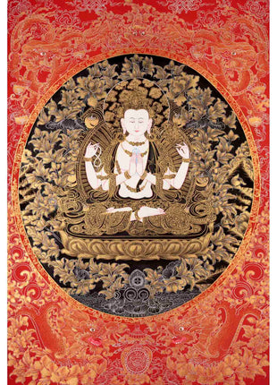 Bodhisattva Chengrezig Thangka | Original Handpainted Art | Traditional Painting