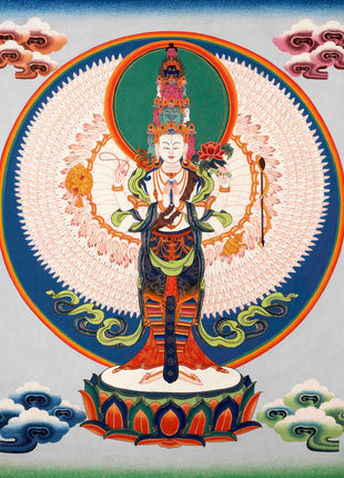 Avalokiteshvara Chenresig Thangka | Tibetan Traditional Painting | Wall Hanging Decors
