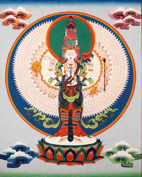 Avalokiteshvara Chenresig Thangka | Tibetan Traditional Painting | Wall Hanging Decors