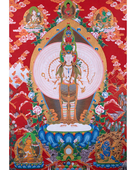 Avalokiteshvara Chenrezig Thangka | Traditional Buddhist Painting