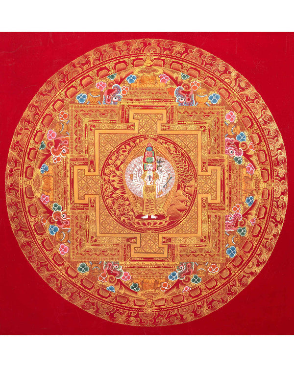 Avalokiteshvara Mandala Painting  |1000 armed Chenresig