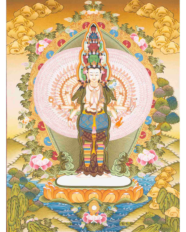 Avalokiteshvara Thangka Art | Religious Painting | Wall Decors