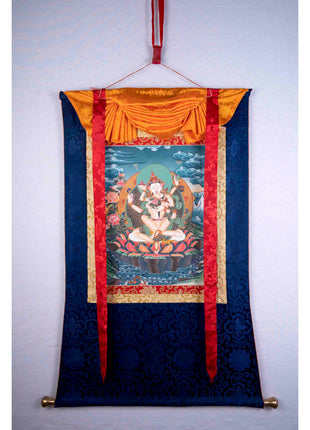 Avalokiteshvara Thangka Painting | Hanging Art For Office , Bedroom , Temple , Monastery or Farmhouse