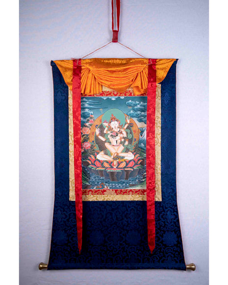 Avalokiteshvara Thangka Painting | Hanging Art For Office , Bedroom , Temple , Monastery or Farmhouse