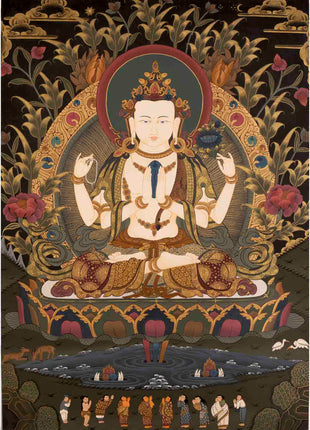 Avalokitesvara Chengrezig Thangka | Wall Hanging Yoga Thangka