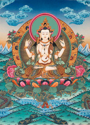 Avalokitesvara Chengrezig Thangka | Religious Painitng | Wall Decors