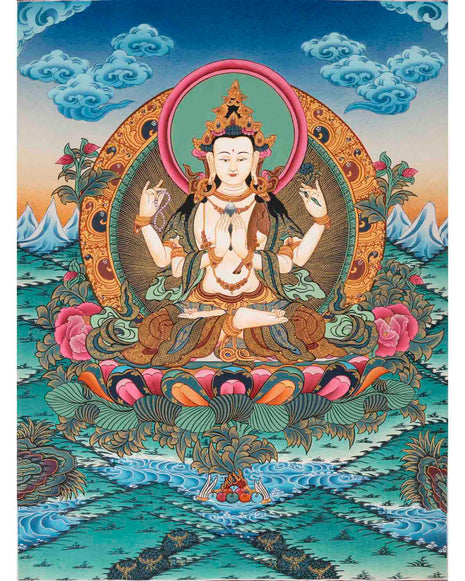 Avalokitesvara Chengrezig Thangka | Religious Painitng | Wall Decors