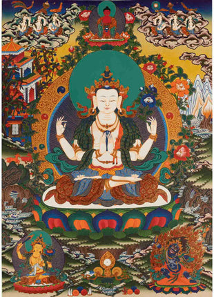 Bodhisattva Avalokitesvara Thangka | Handpainted Religious Painting