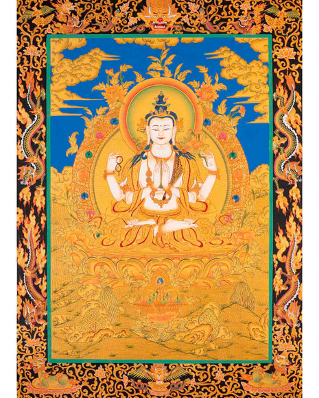 Avalokitesvara Chengrezig Thangka | Bodhisattva of Compassion