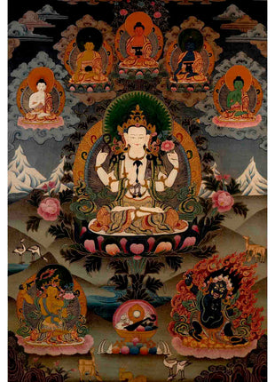 Avalokitesvara Chengrezig | Traditional Tibetan Thangka | Wall Decors