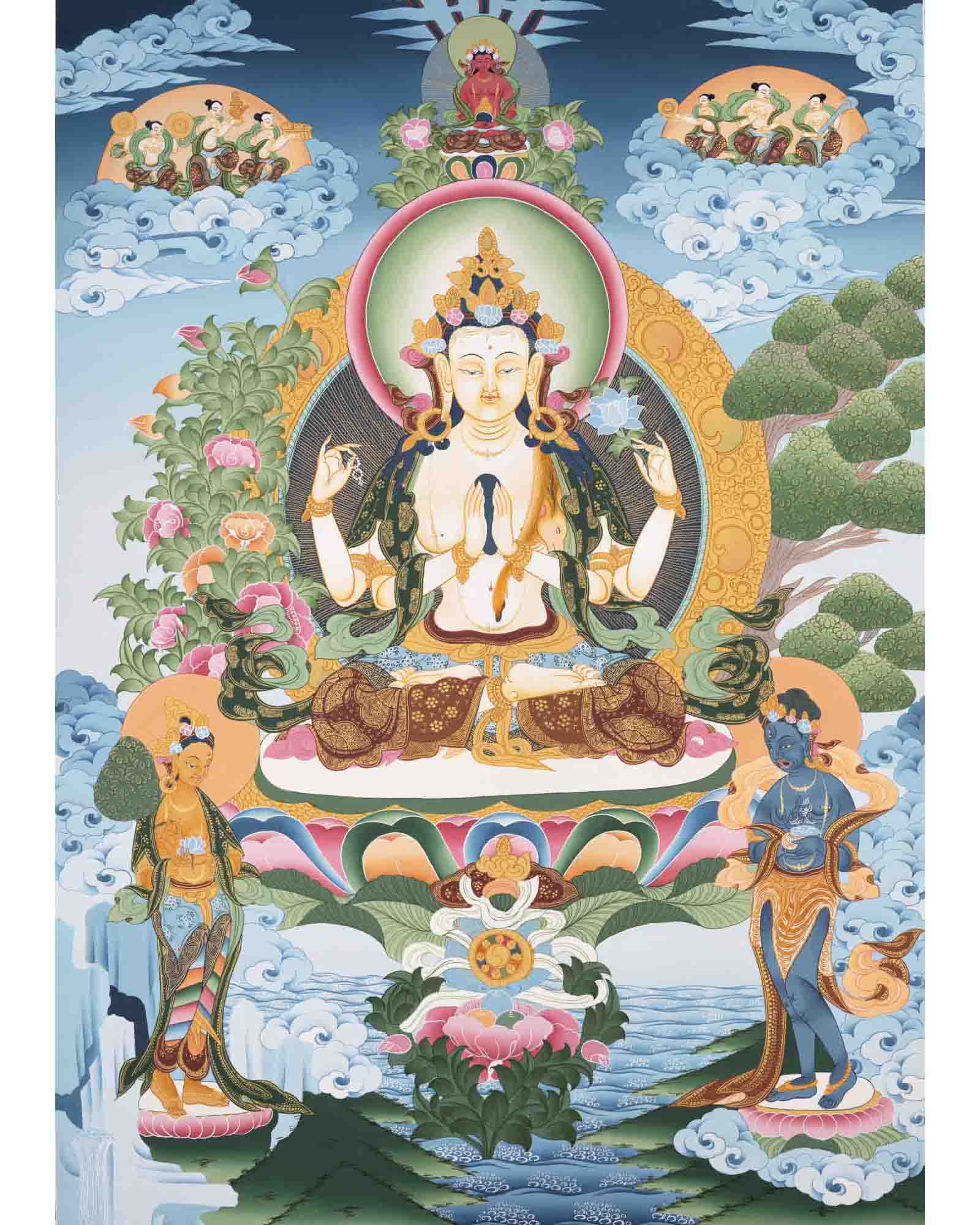 Avalokitesvara Chenresig Thangka | Religious Buddhist Art | Buddhist G