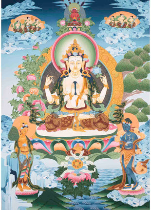 Avalokitesvara Chenresig Thangka | Religious Buddhist Art | Buddhist Gifts