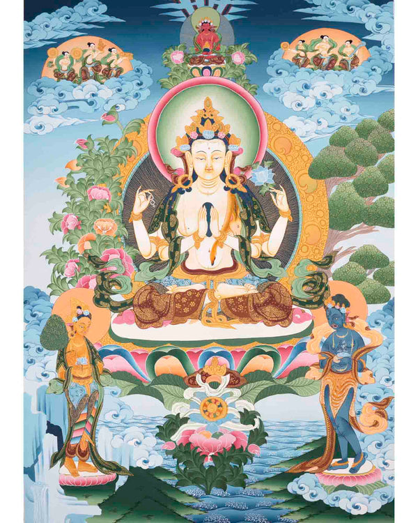 Avalokitesvara Chenresig Thangka | Religious Buddhist Art | Buddhist Gifts