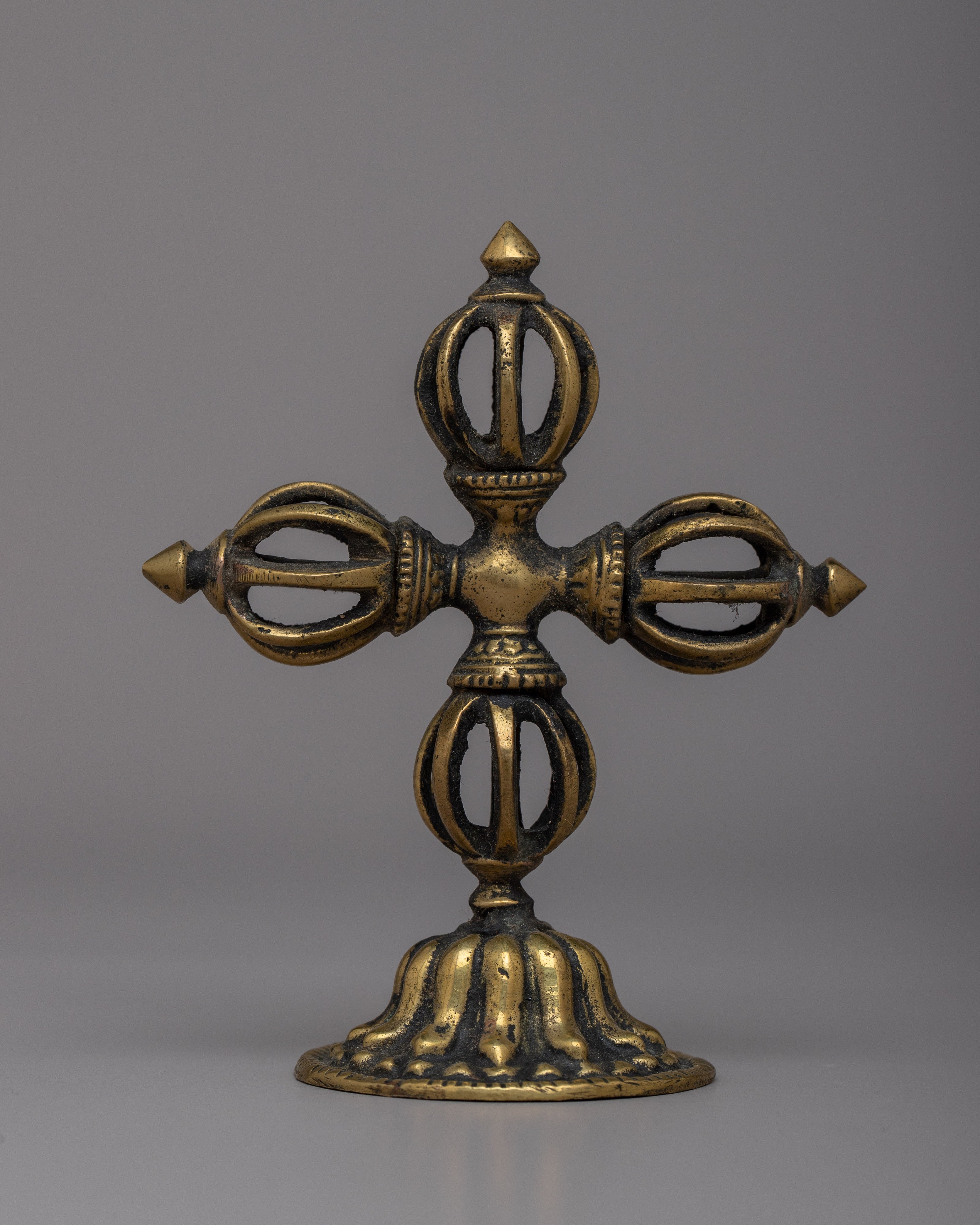 Doublevajra Pattern Double Vajra Brass | Handcrafted Visvavajra for Rituals & Spiritual De
