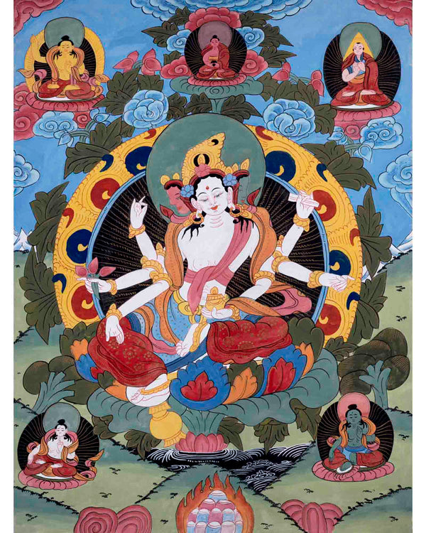 Basundhara Devi Art | Religious Buddhist Thangka | Wall Decors