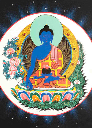 Bhaisajyaguru Thangka | Handpainted Medicine Buddha | Wall Hanging Decors