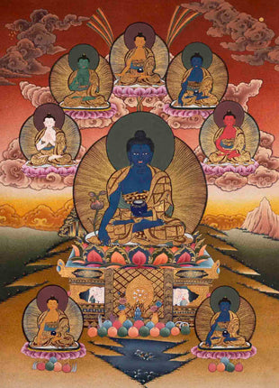 Bhaisajyaguru Thangka | Medicine Buddha | Religious Buddhist Painting