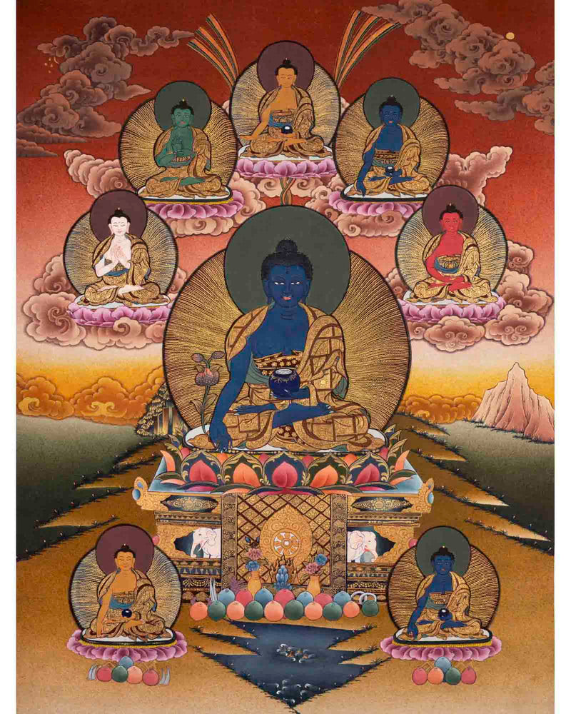 Bhaisajyaguru Thangka | Medicine Buddha | Religious Buddhist Painting