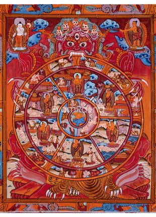 Rare Hand Painted Wheel of Life Thangka | Buddhist Art