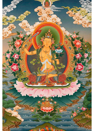 Boddhisattva Manjushri Original Thangka | Vajrayana Buddhism