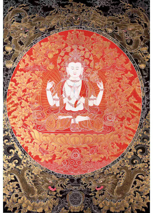 Bodhisattva Chenresig Thangka | Religious Buddhist Painting